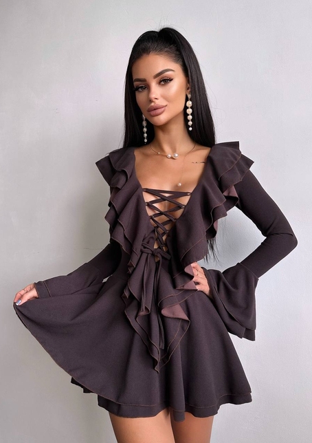 Сукня з з воланами на ґудзиках  | PUSHKA SHOP