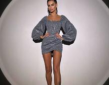 Сяючий комплект: корсет + спідниця міні з драпіруванням  | PUSHKA SHOP