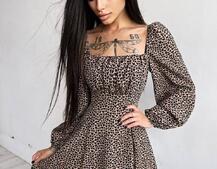 Приталена сукня з принтом  + прозорий корсет Приталена сукня з принтом  + прозорий корсет | PUSHKA SHOP