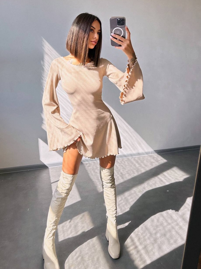 Трикотажна сукня зі шнурівкою на спинці    | PUSHKA SHOP