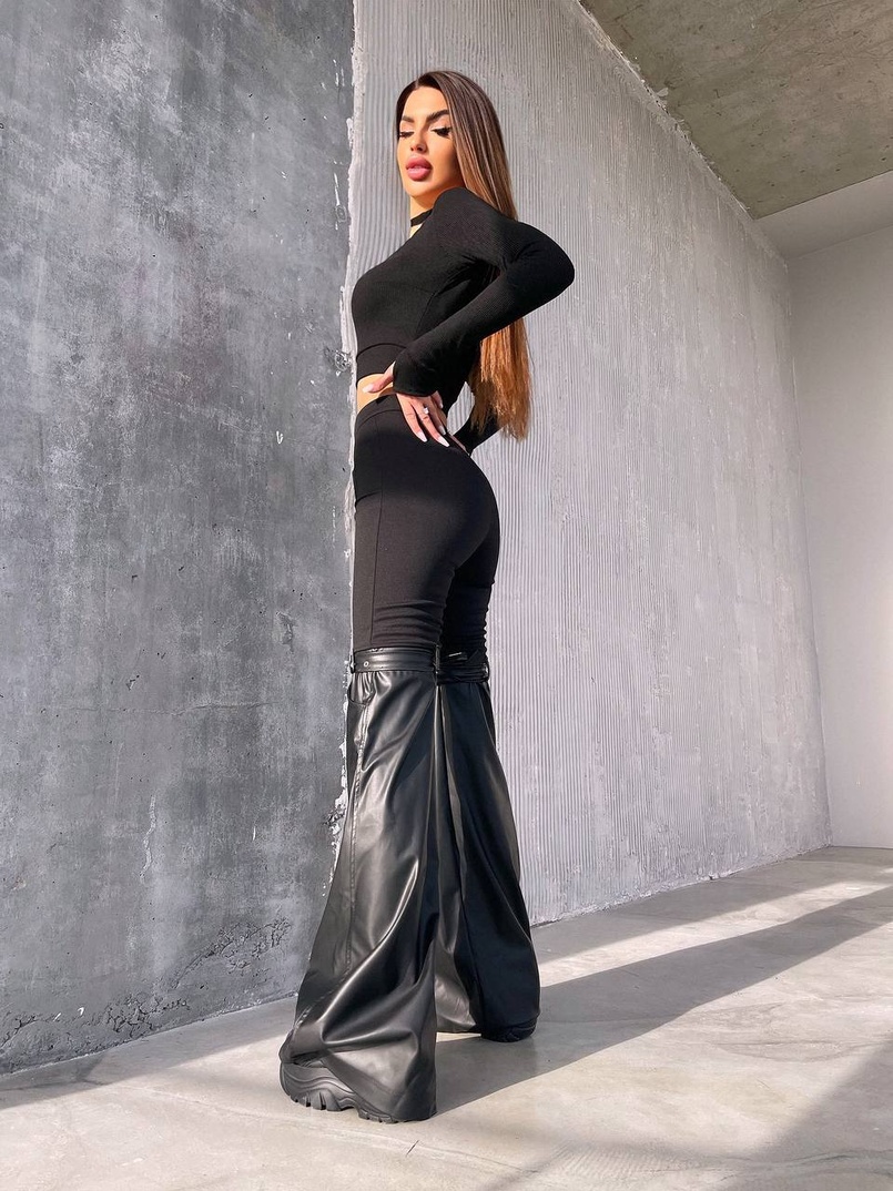 Штани-кльош  з металевими застібками   | PUSHKA SHOP