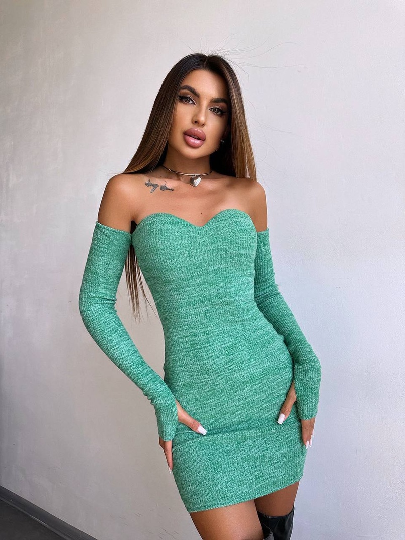 Трикотажна сукня міні з чашечками  | PUSHKA SHOP