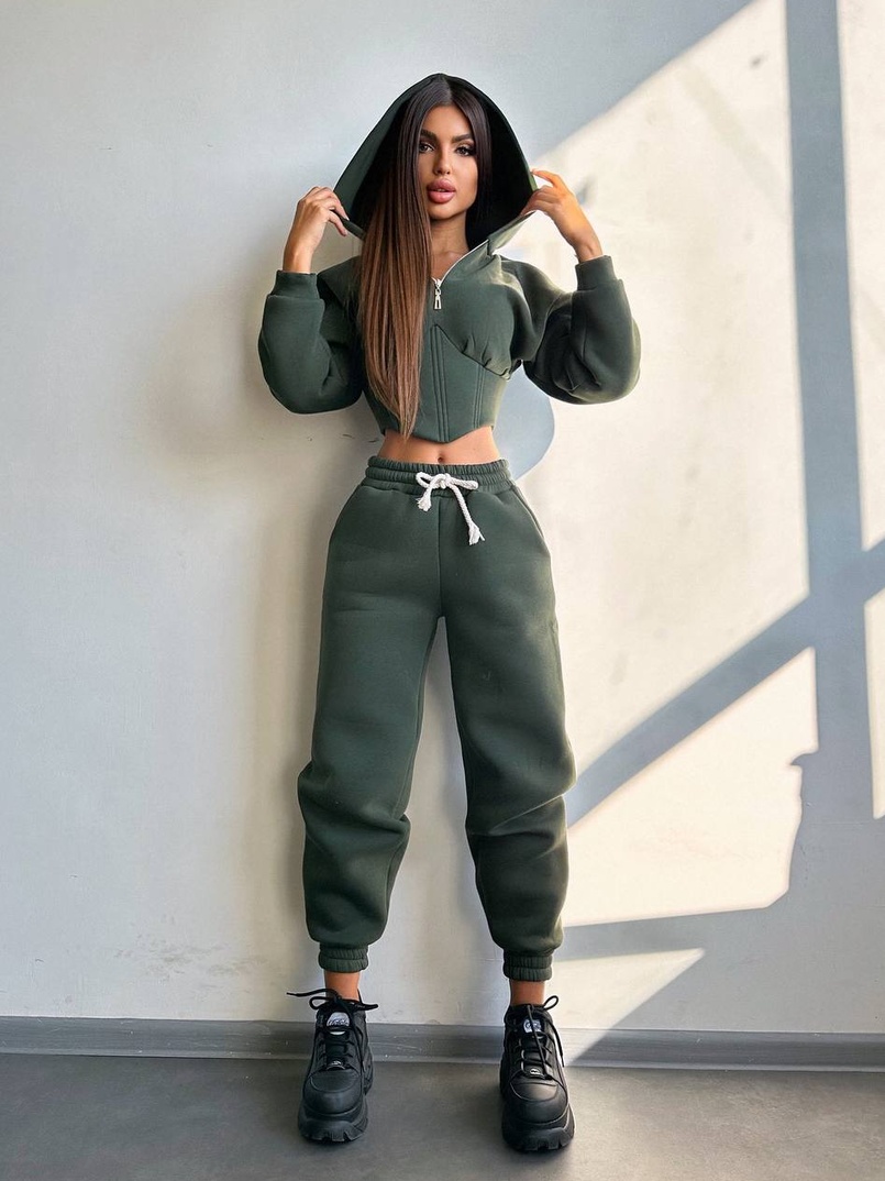 Комплект на флісі : худі з елементами корсету + штани  | PUSHKA SHOP