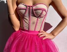 Комплект: корсет бюстьє декорований стразами + пишна спідниця максі  Ручна робота  | PUSHKA SHOP