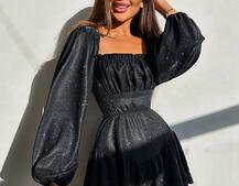 Блискуча сукня з воланами та шнурівкою на спинці | PUSHKA SHOP