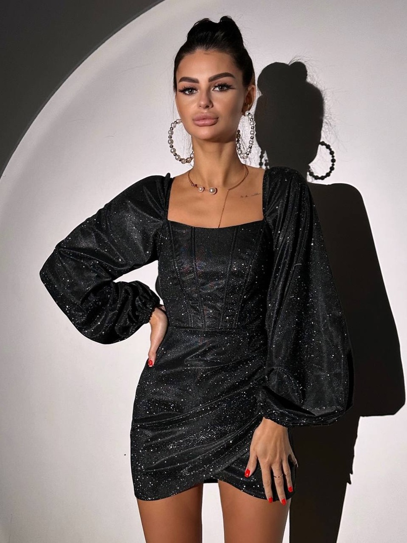 Сяючий комплект: корсет + спідниця міні з драпіруванням  | PUSHKA SHOP