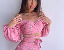 Квітковий комплект: топ із зав'язками на талії + спідниця міді з розрізом Квітковий комплект: топ із зав'язками на талії + спідниця міді з розрізом | PUSHKA SHOP