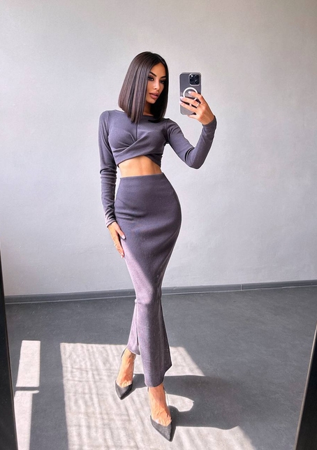 Комплект: топ + спідниця с розрізами  | PUSHKA SHOP