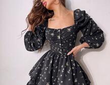 Лялькова сукня з пишною спідницею та корсетним верхом з ніжним квітковим принтом  | PUSHKA SHOP