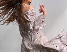 Сукня -міді зі шнурівкою на спинці та розрізом на ніжці | PUSHKA SHOP