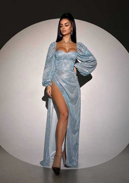 Сяючий комплект: корсет  + спідниця  максі з драпіруванням | PUSHKA SHOP