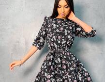 Милое цветочное платье с оборками Милое цветочное платье с оборками | PUSHKA SHOP