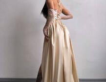 Атласний комплект: корсет + спідниця максі  | PUSHKA SHOP