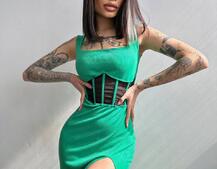 Сукня-міді  з елементами корсету   | PUSHKA SHOP