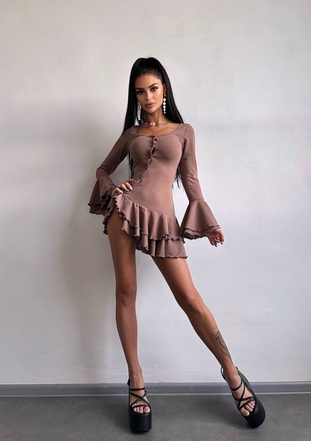 Сукня з з воланами на ґудзиках  | PUSHKA SHOP