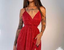 Блестящее платье-макси с разрезом Блестящее платье-макси с разрезом | PUSHKA SHOP