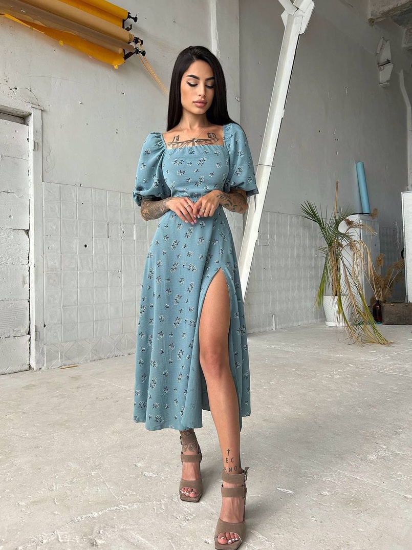 Платье миди со шнуровкой на спинке  | PUSHKA SHOP