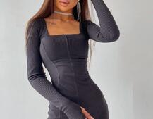 Платье-мини с квадратным вырезом  Платье-мини с квадратным вырезом  | PUSHKA SHOP