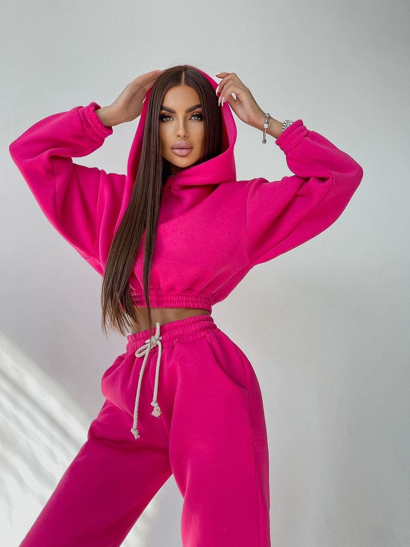 Тёплый базовый костюм на флисе с объемными капюшоном  Тёплый базовый костюм на флисе с объемными капюшоном  | PUSHKA SHOP