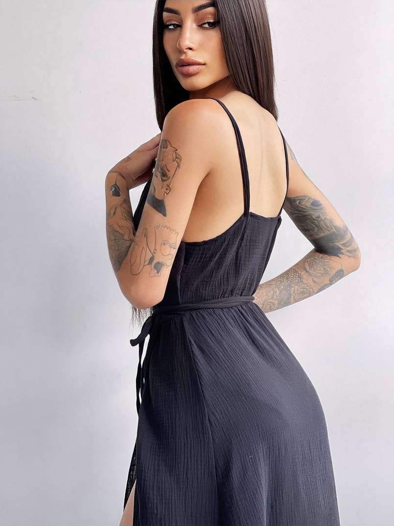 Муслиновое платье с запахом  | PUSHKA SHOP