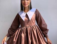 Котонова сукня з комірцем + бант  Котонова сукня з комірцем + бант  | PUSHKA SHOP