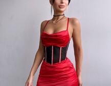 Комплект: корсет, декорований стразами + спідниця міні з драпіруванням   | PUSHKA SHOP