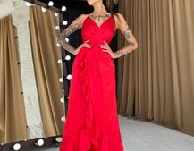 Шелковое платье-миди с оборками Шелковое платье-миди с оборками | PUSHKA SHOP