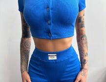 Комплект: топ на ґудзиках + велосипедки Комплект: топ на ґудзиках + велосипедки | PUSHKA SHOP