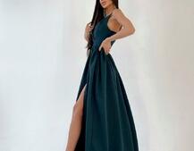 Платье макси с разрезом на юбке и запахом на груди   | PUSHKA SHOP