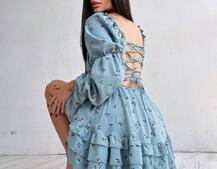 Квіткова сукня з воланами та шнуровкою по спинці Квіткова сукня з воланами та шнуровкою по спинці | PUSHKA SHOP