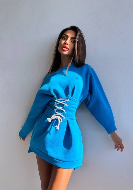 Тепле затишне худі over-size на флісі + корсет на шнурівці Можна носити з корсетом та без | PUSHKA SHOP