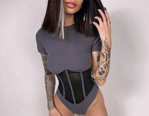 Трикотажне боді з сітчастою вставкою Трикотажне боді з сітчастою вставкою | PUSHKA SHOP