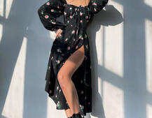 Сукня міді з квітковим принтом  | PUSHKA SHOP