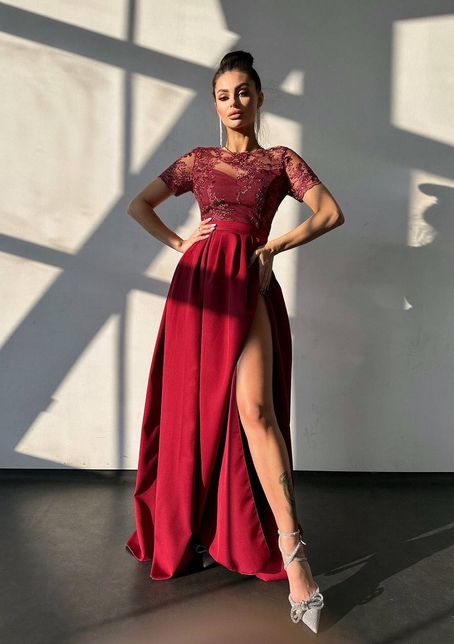 Сукня максі з мереживом  | PUSHKA SHOP