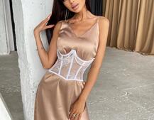 Платье-комбинация + корсет из кружева с жемчугом Платье-комбинация + корсет из кружева с жемчугом | PUSHKA SHOP