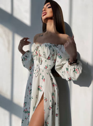 Сукня міді з квітковим принтом  Сукня міді з квітковим принтом  | PUSHKA SHOP