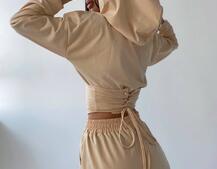 Костюм: укорочённое худи с корсетом+ джоггеры  Костюм: укорочённое худи с корсетом+ джоггеры  | PUSHKA SHOP