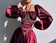 Сукня з корсетом, декорованим бахромою зі страз Ручна робота  | PUSHKA SHOP