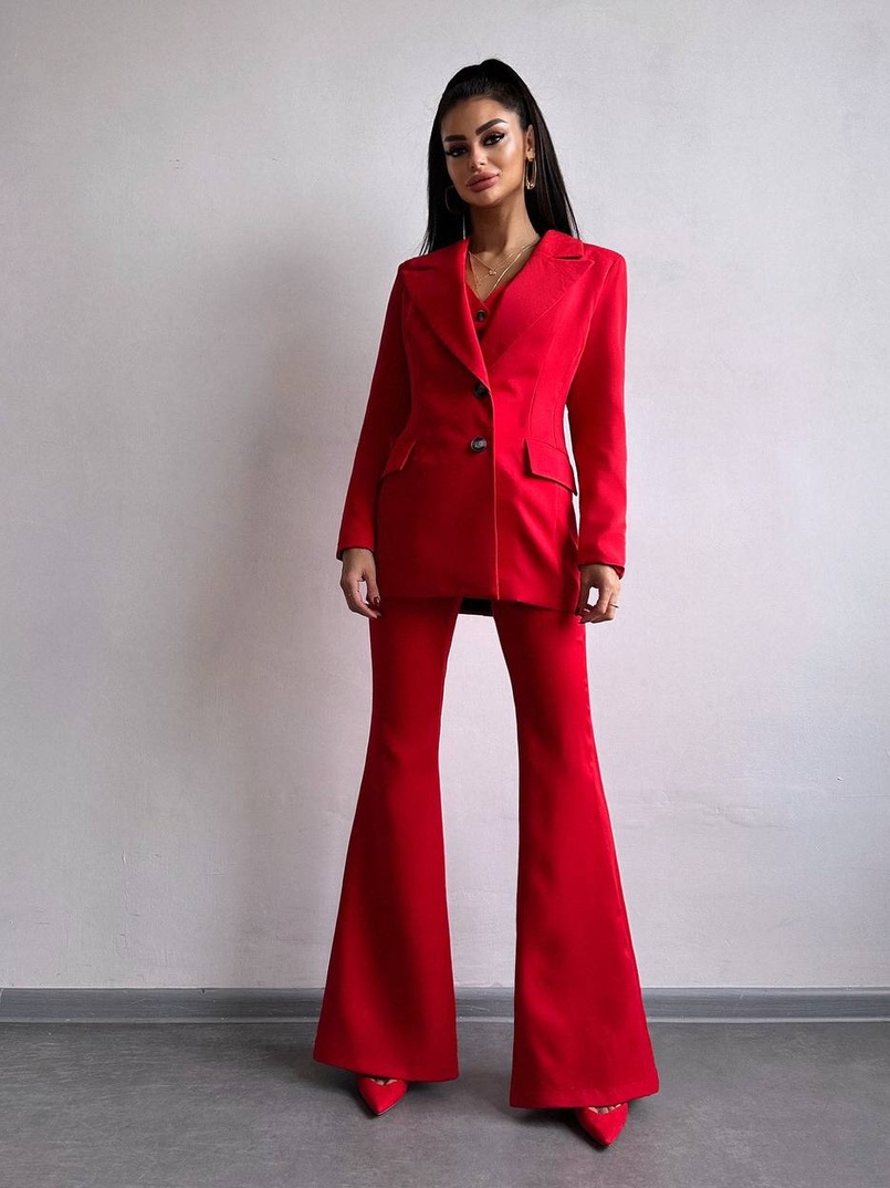 Костюм: піджак на підкладці, штани кльош+ жилет Костюм: піджак на підкладці, штани кльош+ жилет | PUSHKA SHOP