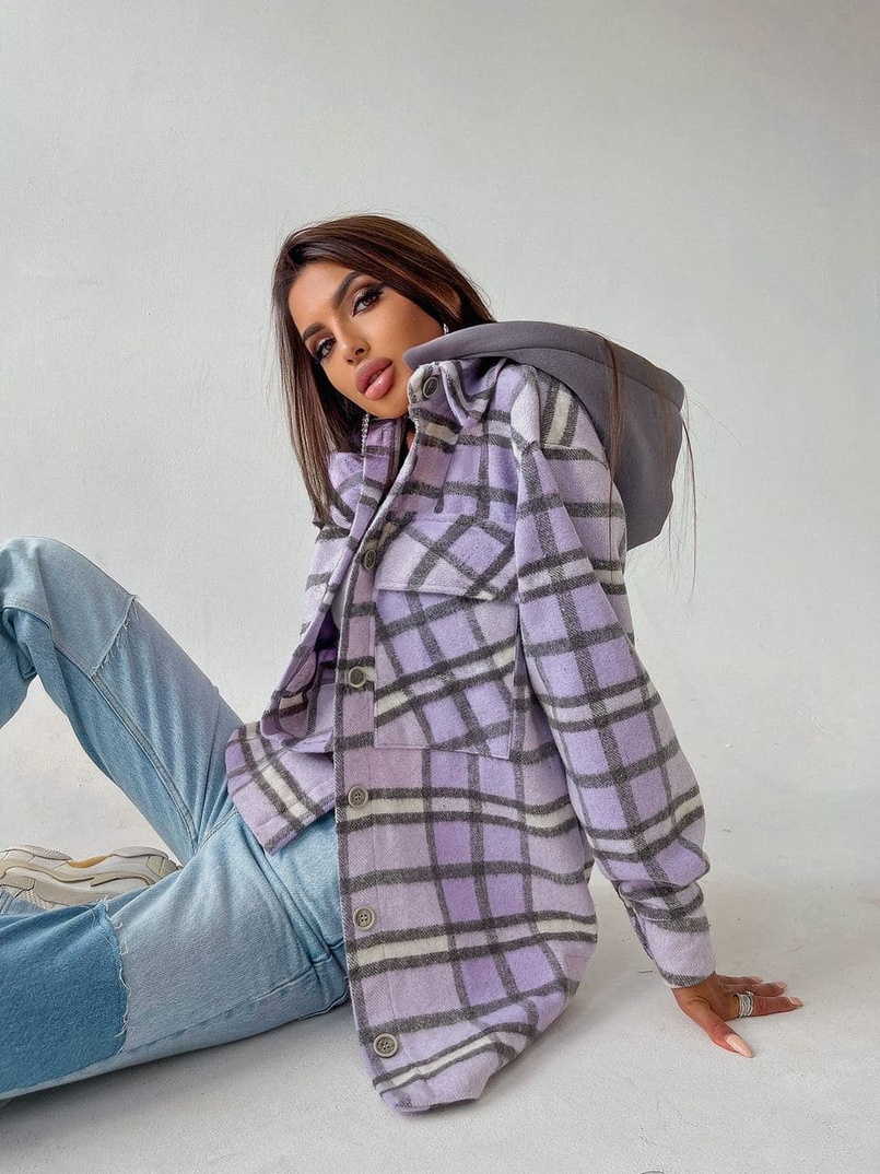 Кашемировая рубашка в клетку с капюшоном  Кашемировая рубашка в клетку с капюшоном  | PUSHKA SHOP