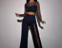 Комплект: топ + штани із сіткою зі стразами  | PUSHKA SHOP