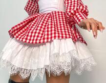 Хлопковое платье в клетку с подъюбником и корсетом из эко-кожи Хлопковое платье в клетку с подъюбником и корсетом из эко-кожи | PUSHKA SHOP