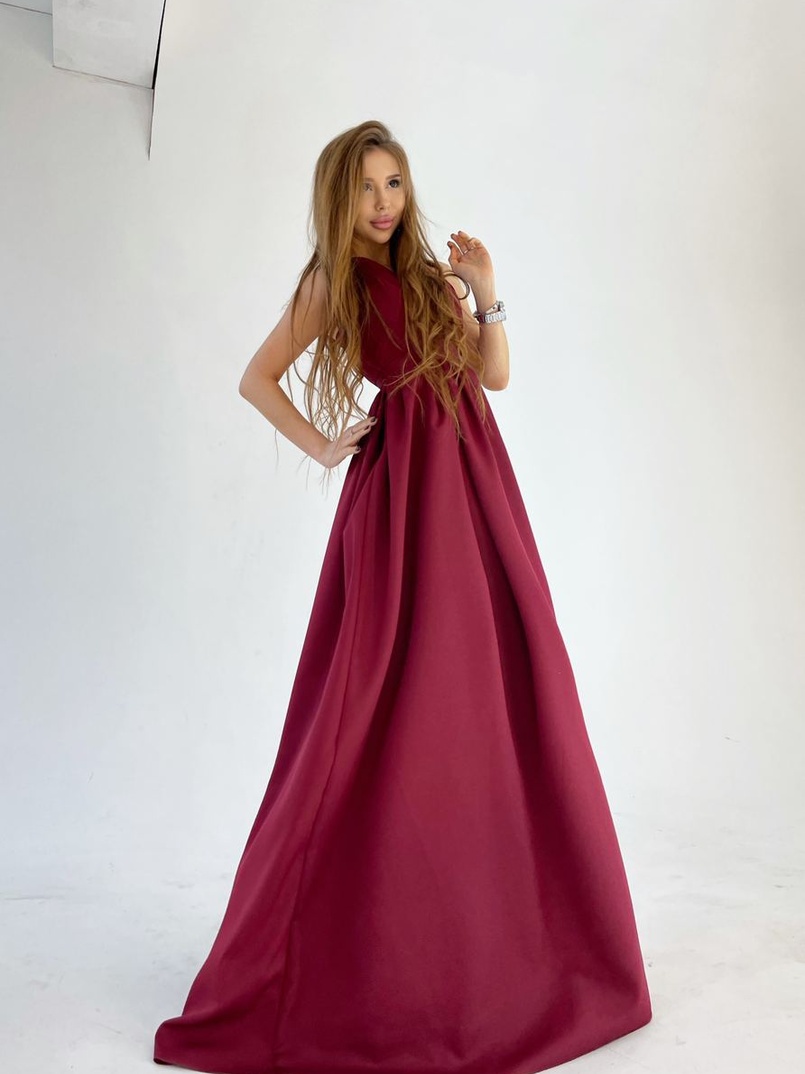 Платье макси с разрезом на юбке и запахом на груди   | PUSHKA SHOP