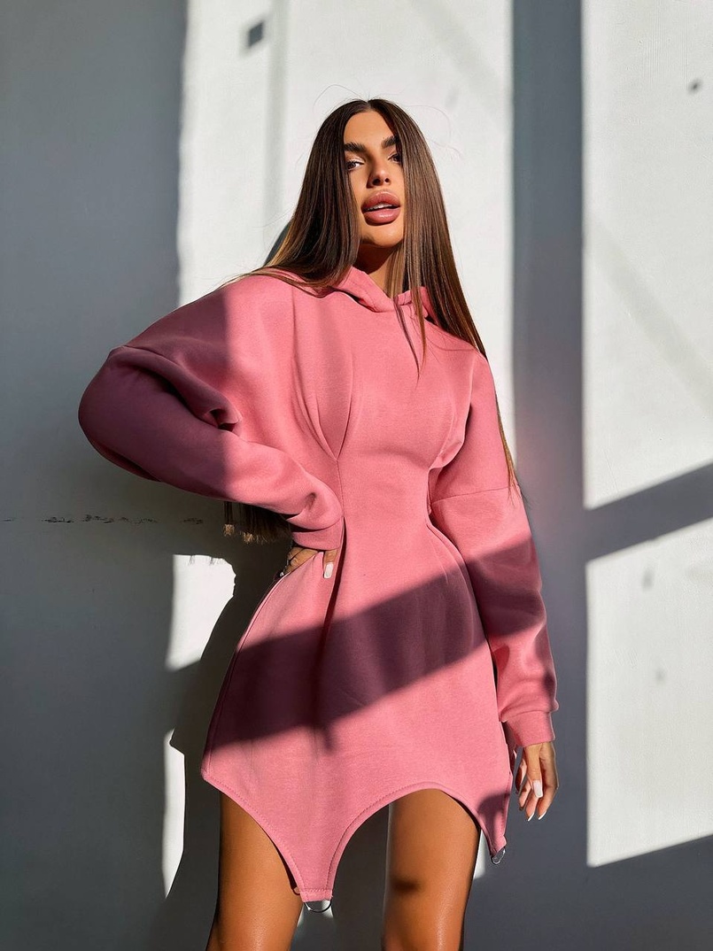 Тепле приталене худі з капюшоном на флісі + корсет на шнурівці Можна носити з корсетом та без | PUSHKA SHOP