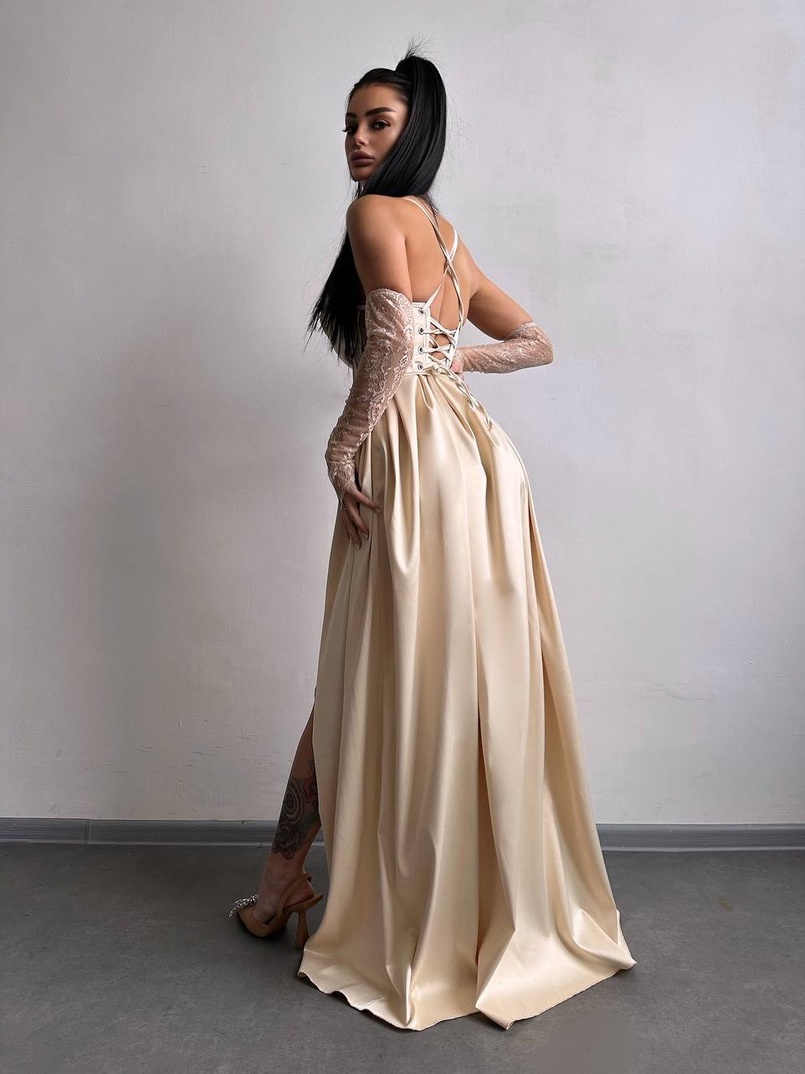 Атласний комплект: корсет + спідниця максі  | PUSHKA SHOP