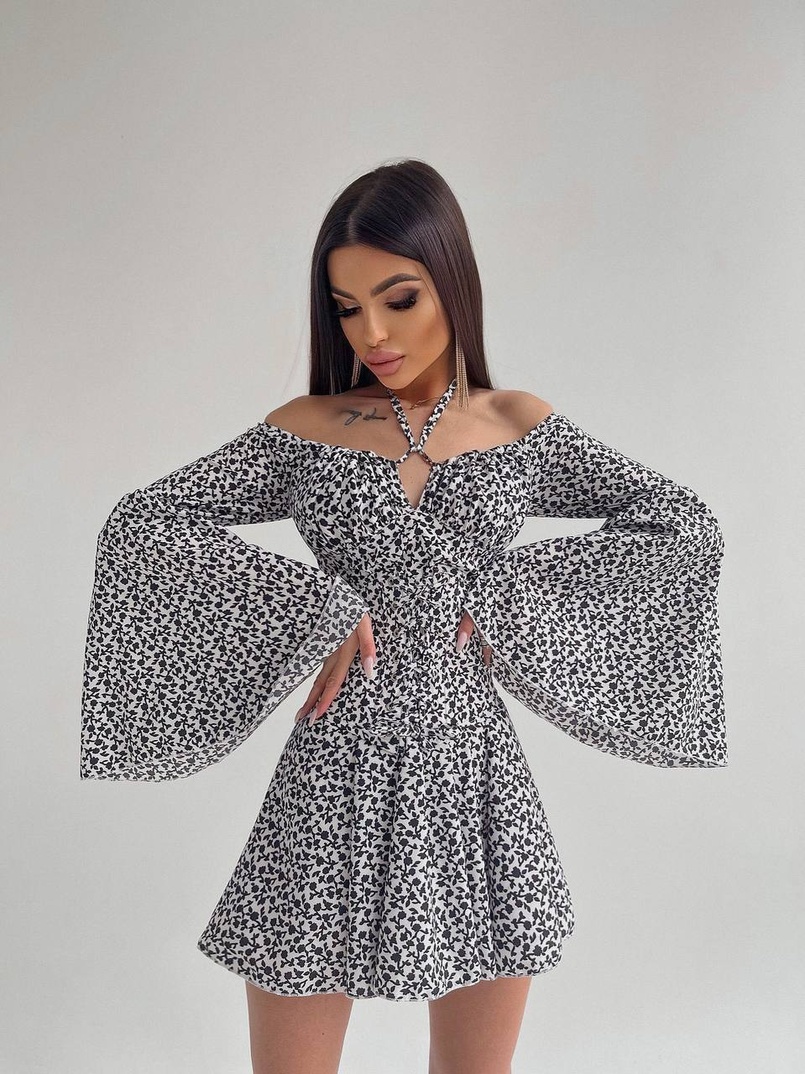 Комплект: платье с расклешенными рукавами + корсет  | PUSHKA SHOP