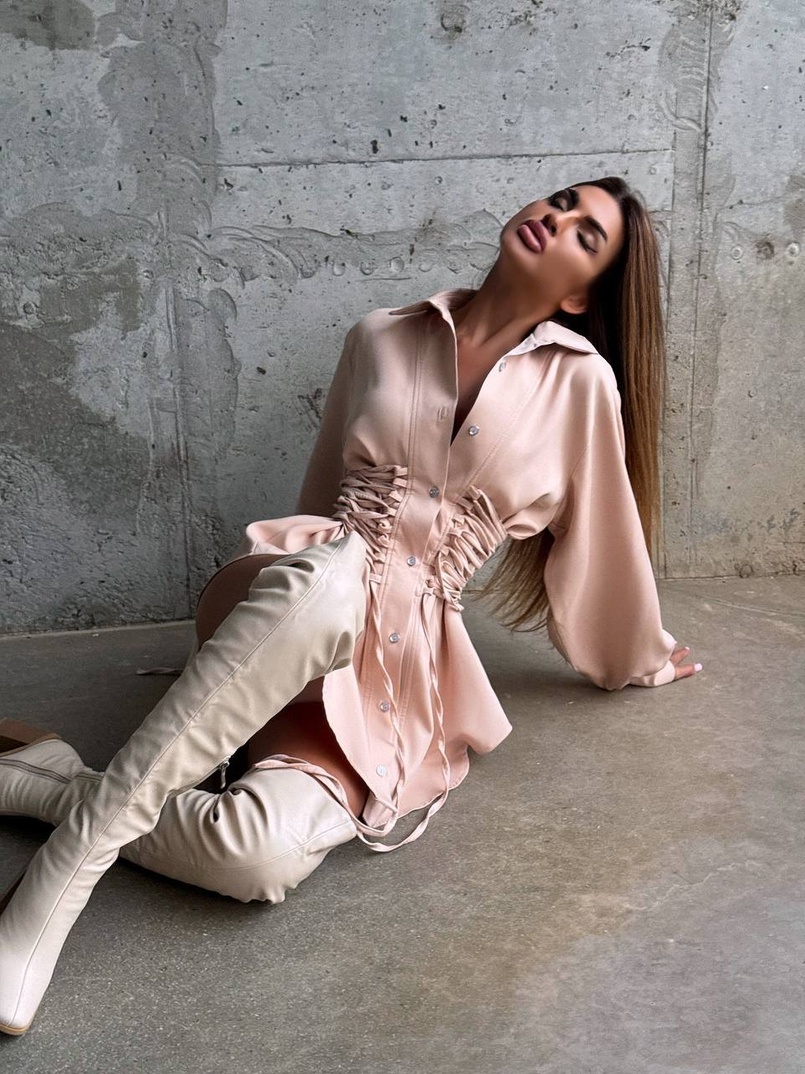 Сукня-сорочка зі шнурівкою | PUSHKA SHOP