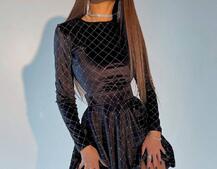 Бархатное платье с золотистым напылением  | PUSHKA SHOP