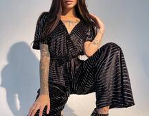 Бархатный комбинезон с голографическими блестками  | PUSHKA SHOP