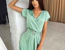 Шелковое платье-миди с широким поясом  | PUSHKA SHOP